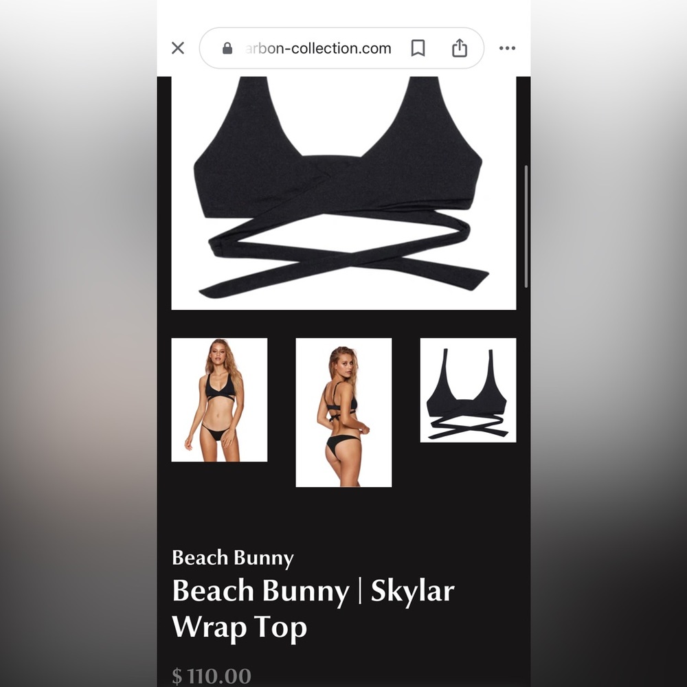 NWT Revolve Beach Bunny Skylar Ribbed Triangle Wrap Bikini Top in Carbon Large - Picture 11 of 15